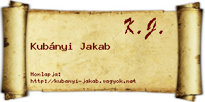 Kubányi Jakab névjegykártya
